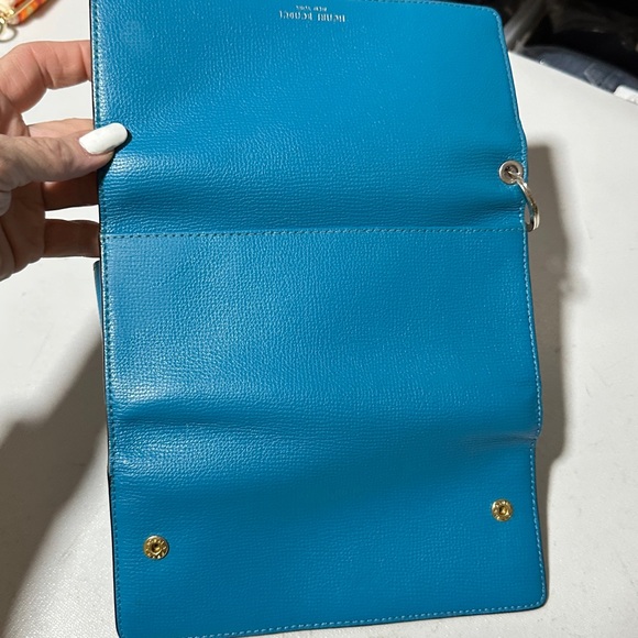 Henri Bendel Blue Wristlet Wallet with lipstick slot - Picture 3 of 10